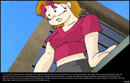 Continuing the story from "Shrunk For Halloween Candy" this story has so much! Growth, Unaware crush, Vore, and Breast Expansion! It turns out the magically shrunk guy Amber ate isn't agreeing with her and she begins to grow! Her clothing tears away and she reaches nine stories tall before accidentally stepping on a regular sized girl unaware. Another is eaten and after seeing what's going on inside Amber's tummy, her breasts begin to grow because of the girl she ate! At least half this comic is based on growth process / breast expansion content. 22 comic images at 1920x1080 HD res with additional room added for story text.
