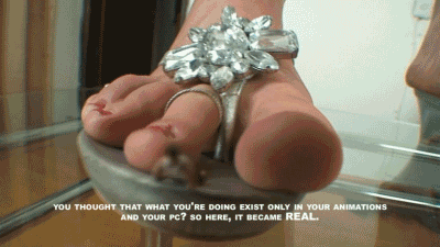 as the gorgeous goddess Daina shrinks her boss's ass, and as he finds himself at the mercy of her truck-sized sexy toes, he know deep inside that this might spell big trouble for him and his business. Daina always seemed like an over-smart secretary, and a very ambitious one indeed. now his entire life, his business, his everything, is at the verge of a major crush... Daina plans to take over the business...and take-over she will...what can possible prevent those alluring, gigantic toes from getting what it wants? amazing toes-related shrinking clip. Daina is simply a goddess. 
