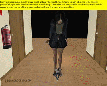 This set has 599 pics that are all independent short stories. These stories have all kinds of size ratios from micro (1/2 inch tall) to a true giantess at over 50 feet tall. There is intentional crush and unaware crush, vore, insertion, gentle giantess, lots of hand held scenes  and in shoe. In this set I used Michael 4 from Daz for all the small men which is a more detailed figure than the characters I have used in the past as small men. Some of the giantesses are extremely evil and cold and some are warm and caring. 
