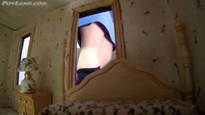 Pandora Jones is a busy rich executive and as such does not have time for romance or even a boyfriend but she does have needs and luckily her positions gives her access to new technology and she used it to shrink down a hot guy she liked and keep him as a pet or as she calls him Toy..  This video starts when she arrives home from a long day at work and has to hunt down her toy and finds him in the doll house. she finally catches him and then their is some Boot and feet Fetish play with nylons then after that she puts him in her cleavage and finally insets him inside her to use him as her live dildo. 
