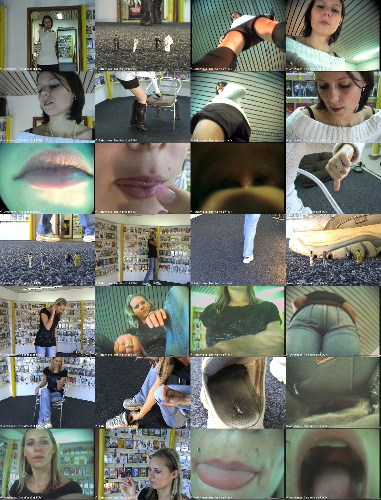 Two new great movies with Franzi and Deni.
<hr>
Deni's discovery<BR>
While on the phone and nearly stepping on them, Deni finds four shrunken people. She decides to have some fun with them...
<hr>
Franzi's Wedding Party<BR>
The bridal couple and some guests get shrunken by Franzi, not knowing that this will be the last wedding party of their life...
<HR>
Many pov crush, butt crush, inshoe-crush (out-of-shoe pov), finger crush and vore scenes in this movies, with some cute and cruel girls - Enjoy!
