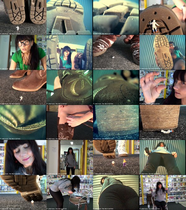 Olja's second collection with some shrunken people. Three movies with some nice acting, many great pov crush scenes with her cool boots and also a butt crush ending - Enjoy!
