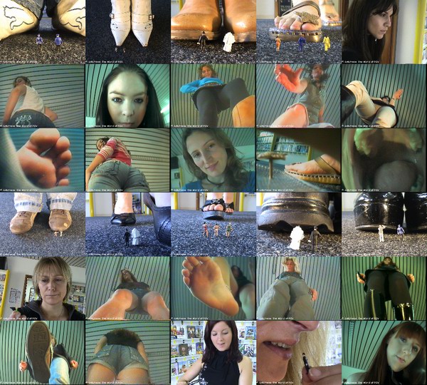 This collection contains ten great movies from past collections. In every movie two or more shrunken people get killed by cute girls, in many different ways:barefoot crush, butt crush, inshoe crush (out-of-shoe pov), pov vore, boots, heels, sneakers and more ... Enjoy!
