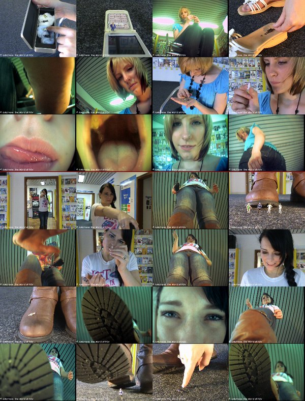 Two great movies with two great girls: Lillies box: Lillie has a box with some little people to play with. But after one of them calls for help, she gets angry... Tara's crushing fun: Tara likes to crush all her shrunken people under her boots after she teased them.
