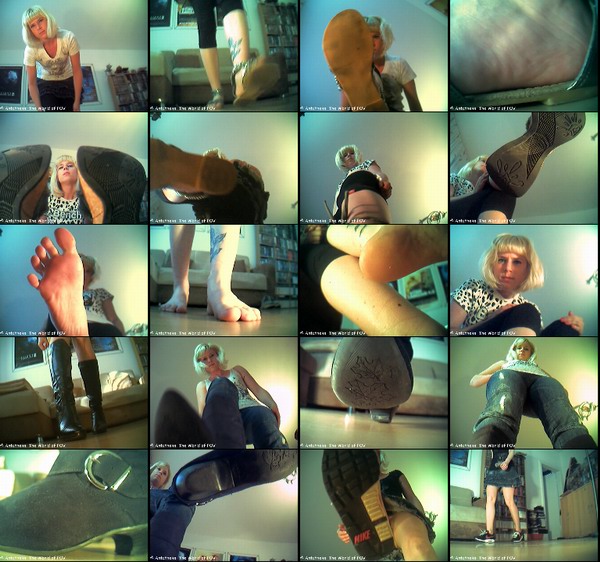 A new shooting with Bellatrix - her third pov collection! 16 great new clips with many different shoes - sandals, platform sandals, flat boots, high heel boots, sneakers and some barefoot action - Enjoy!
