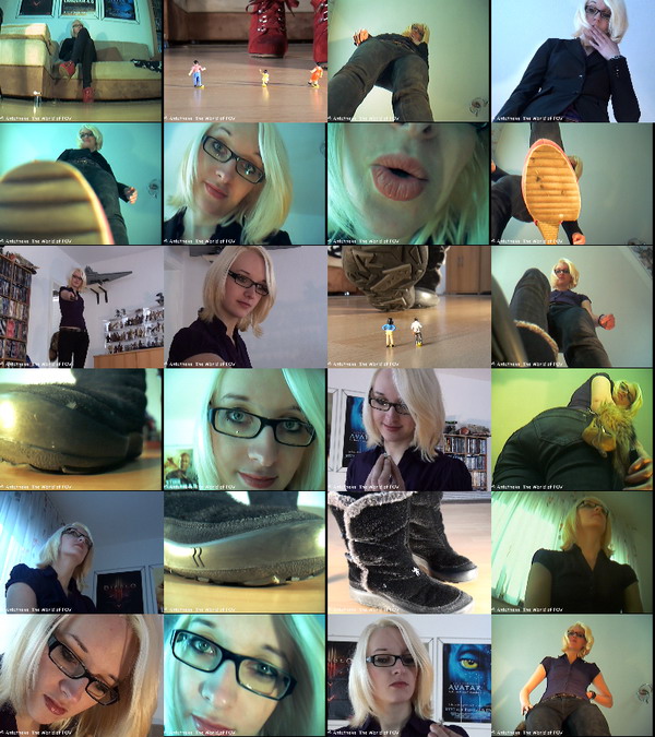 Three new movies with Lady Tiger vs. some little bug people. Including many pov crush scenes, butt crush, nice outfits and a great girl - Enjoy!
