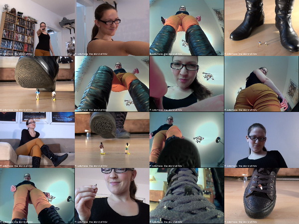 Two movies with Nadine and some shrunken people. Many crush pov scenes, a butt crush ending, great boots and a cool acting girl - Enjoy!
