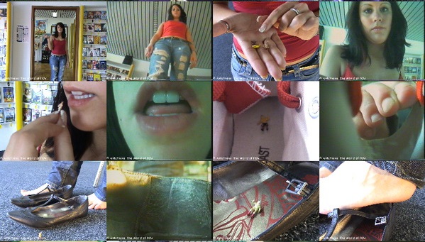 Three great new movies with Kat. In the first movie a little man tries to get her attention by climbing into her shoe, unfortunatly she doesn't see him. In the second she shrinks a man and put him inside her shoe. After playing around with her foot over the shoe, she finally put it on. And in the last movie Kat shrinks two guys at once. One of them ends up being eaten, the other one is put into her sneakers without a chance to climb out.
